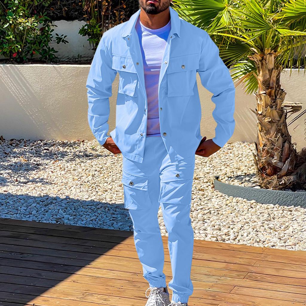 Мужской однотонный модный повседневный комплект, легкая мужская повседневная куртка-костюм