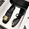 Женские серебряные балетки Flat BowsSingle Shoes Женская весна 2024 Комфортные туфли-лоферы с квадратным носком Кожаные туфли Мэри Джейн