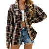 Autumn Winter Thick Long Shirts Lapel Long Sleeve Pocket Button Checkered Shirt Casual Plaid Blouse Jacket Top for Women
