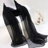 Lightweight Chiffon Scarf Elegant Sheer Shawl with Black & Gray Gradient Design Breathable & Sun-Protective Casual Outings