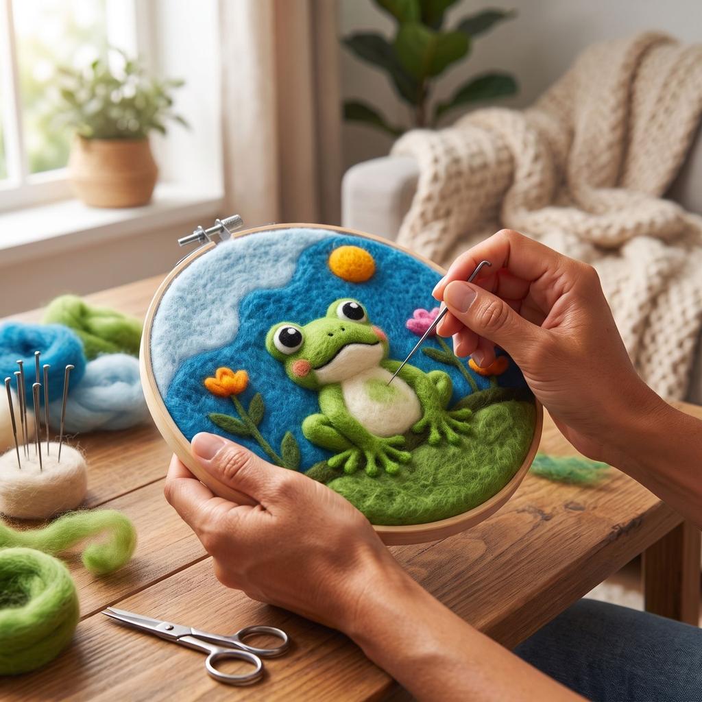 Needle Felting Kit for Beginners with Embroidery Hoop, Wool DIY Supplies, Home Decor, 93-2020