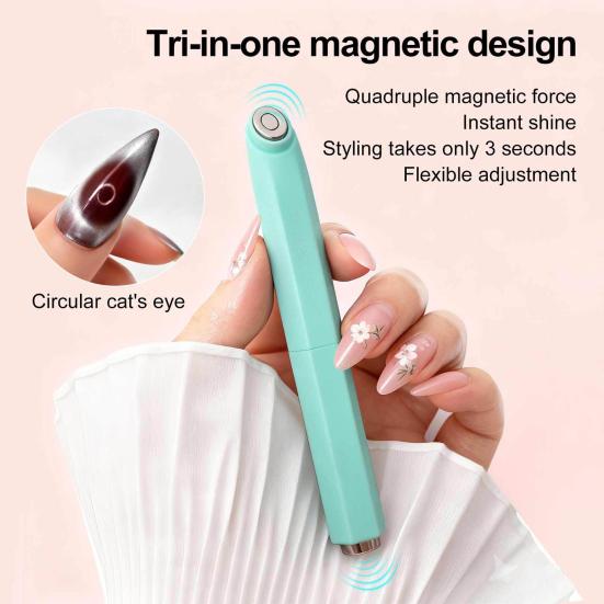1/2 шт. Магнитная палочка для ногтей «Кошачий глаз» 3-в-1, двухсторонняя магнитная ручка для лака, инструмент для дизайна ногтей с магнитным эффектом «Кошачий глаз» для дома и салона для женщин