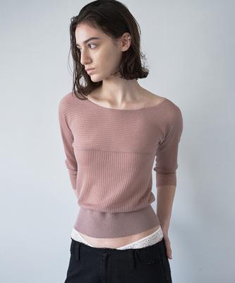 MILLO ЖЕНСКИЙ Прозрачный вязаный топ с рукавом 3/4 [Винтажный розовый]