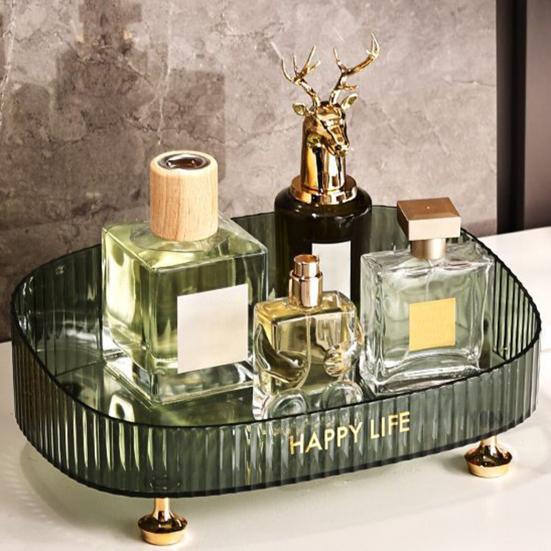 Light Luxury Makeup Perfume Desktop Organizer Dresser Countertop Cosmetics Organizer Tray Multifunctional Fruit Serving Tray Bathroom Vanity Tray