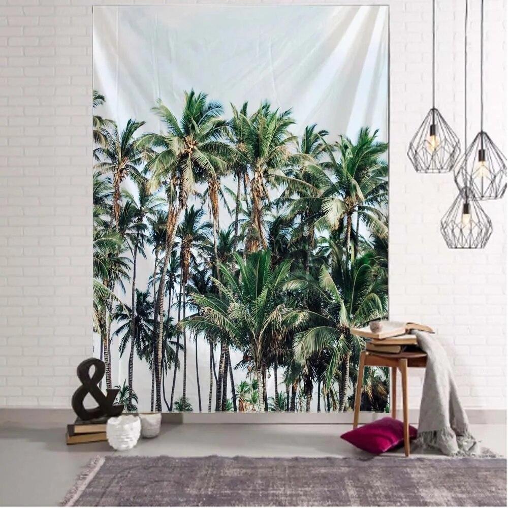 Tropical Plant Leaves Tapestry Jungle Palm Tree Wall Hanging Bohemian Psychedelic Room Decor Natural Landscape Art Home Decor