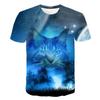 Summer Round Neck 3D Print Mysterious Cat Pattern Top Fashionable Casual Short Sleeved Men's T-shirts
