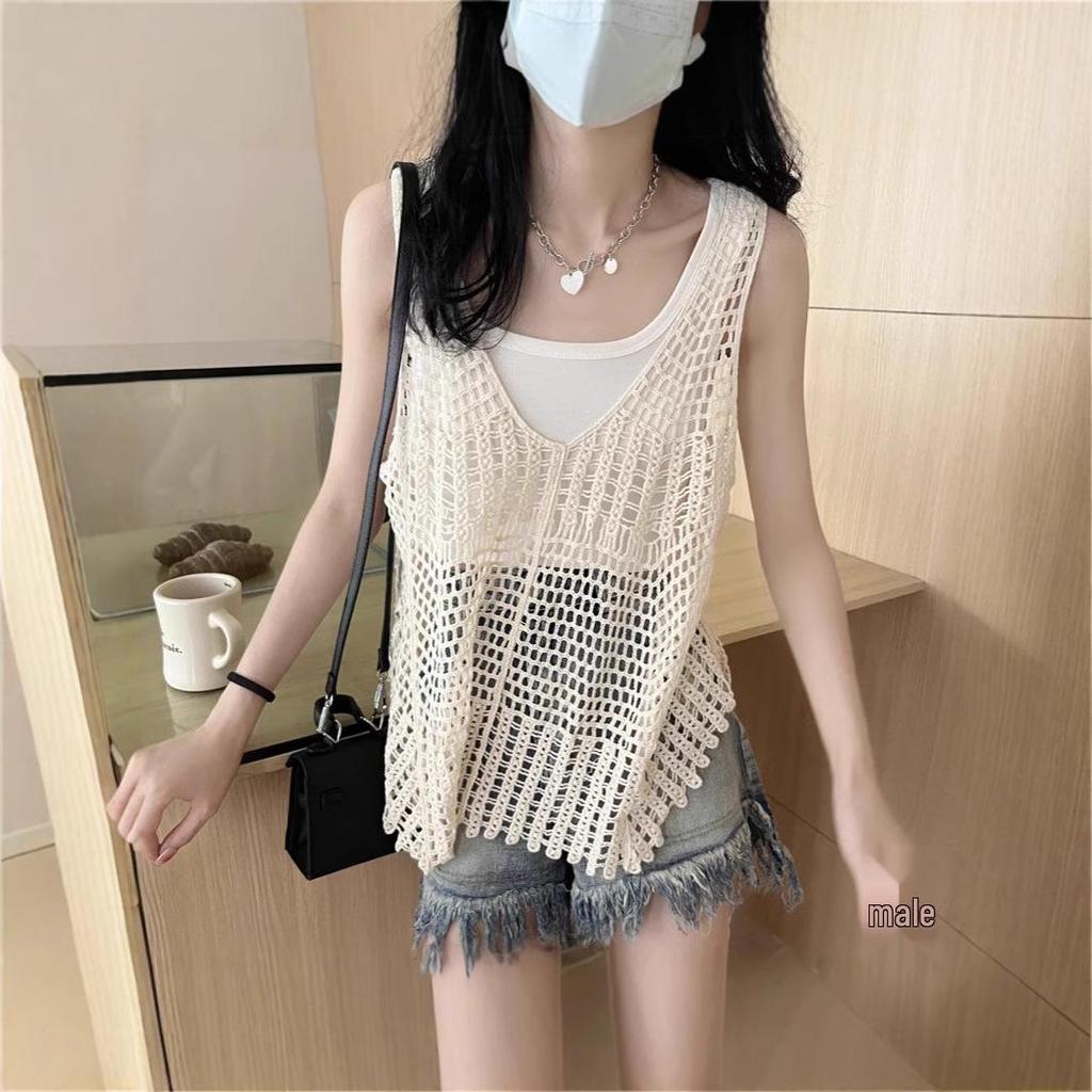Women's Hollowed-Out Knit Vest - Summer 2025 Trendy French Design