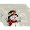 New Christmas Placemat: Pine Tree & Snowman Print, Linen, Heat-Resistant Winter Table Decor