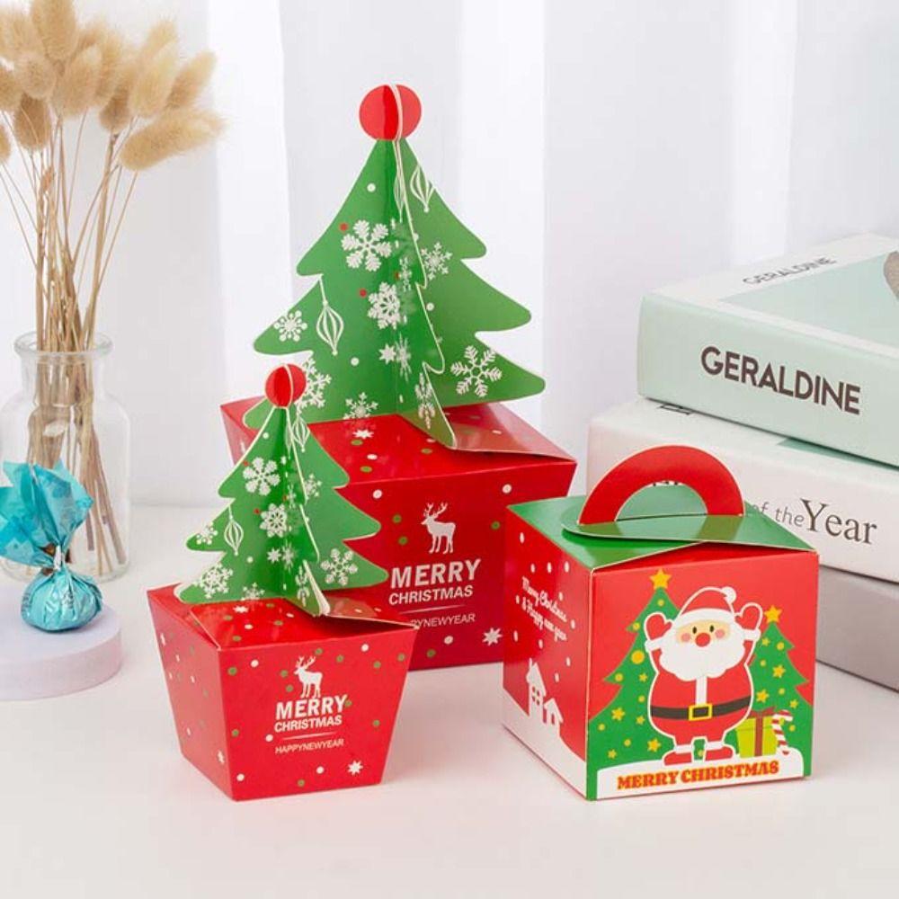 10 Pcs Paper Christmas Gift Box DIY Gift Packaging Box Christmas Tree Candy Box Kids