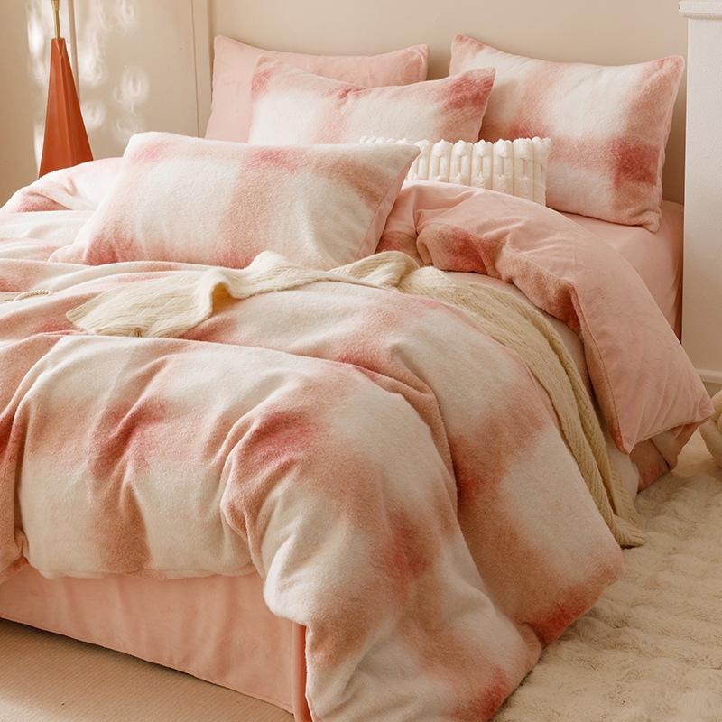 High-Grade Gorgeous A Version 350G Dolly Cashmere B Version 230G Thermal Oxygen Fleece Four-Piece Set Thickened Milk Fleece Sheets