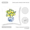 Blue - Toned Watercolor Lemon Pillow Case Anti-Dustmite Pillowcase Invisible Zipper Silky Short Plush Sofa Cushion Cover