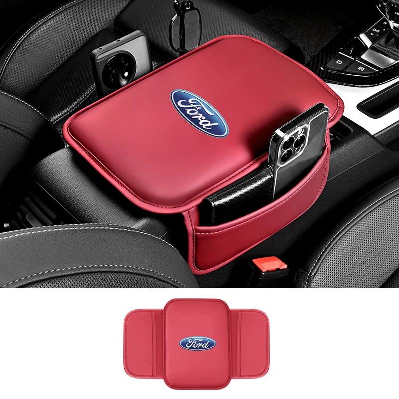 Car Universal Armrest Cover Leather with Tissue Storage For Ford Focus Mondeo Kuga Fiesta MK7 Escort Explorer Edge 2 4 MK2 MK4 TB1