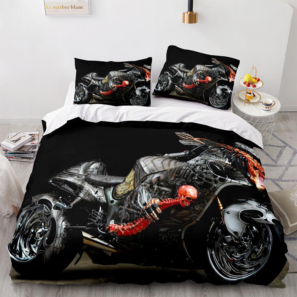 Motorcycle Bedding Set Single Twin Full Queen King Size Wild Race Bed Set Aldult Kid Bedroom Duvetcover Sets 3D Print Cool 031