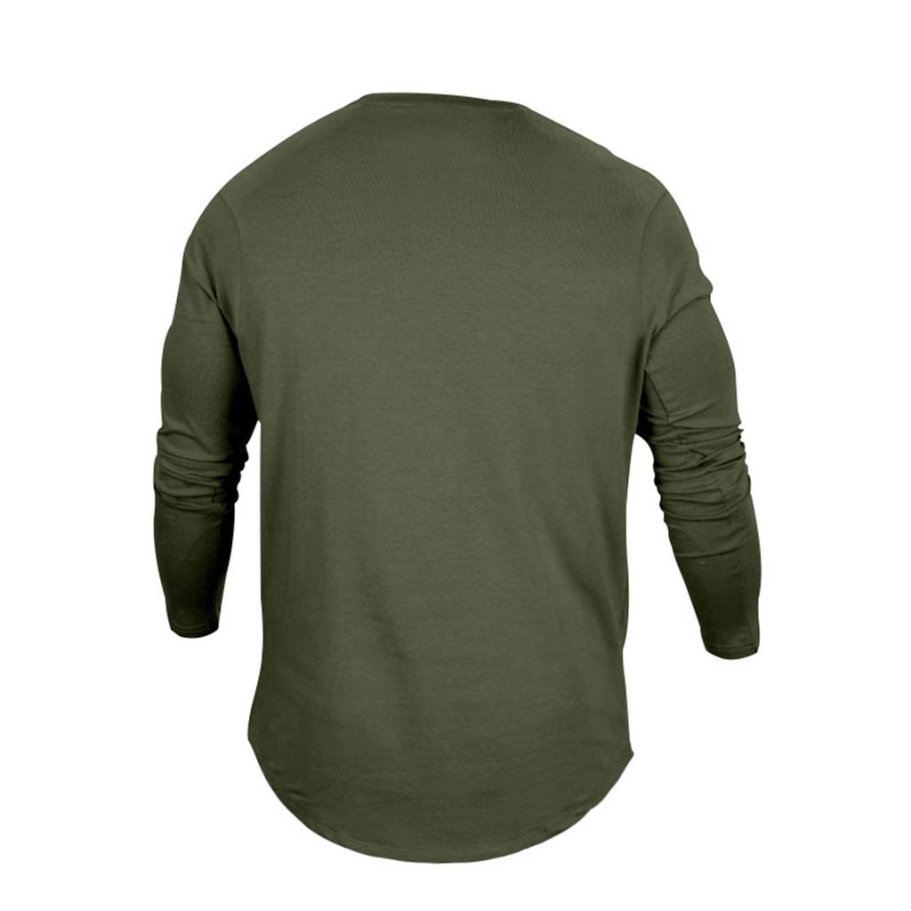 Мужская осенняя повседневная однотонная футболка с круглым вырезом и длинным рукавом