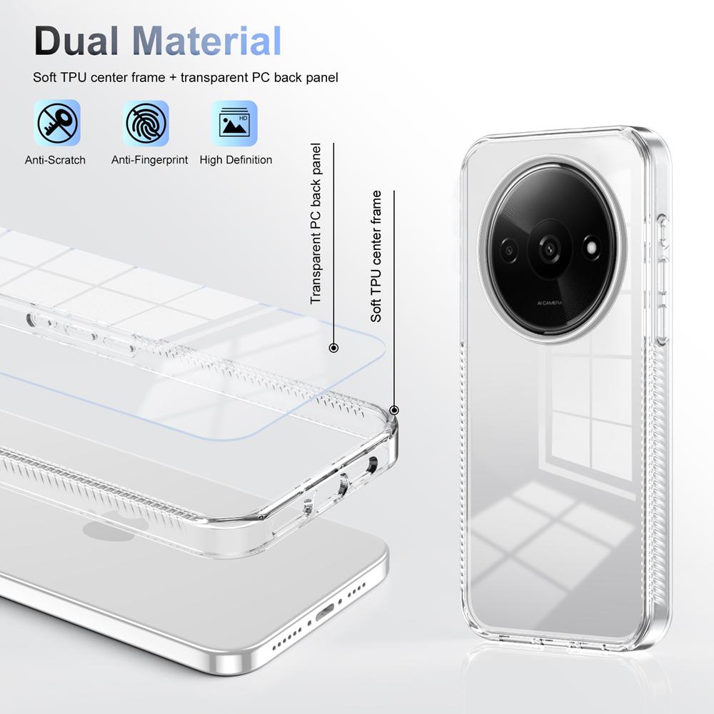 KEYSION Прозрачный чехол для телефона Xiaomi POCO C61 Мягкий ТПУ+ПК Противоскользящий HD Прозрачный Противоударный Задняя крышка для телефона Redmi A3 A3X