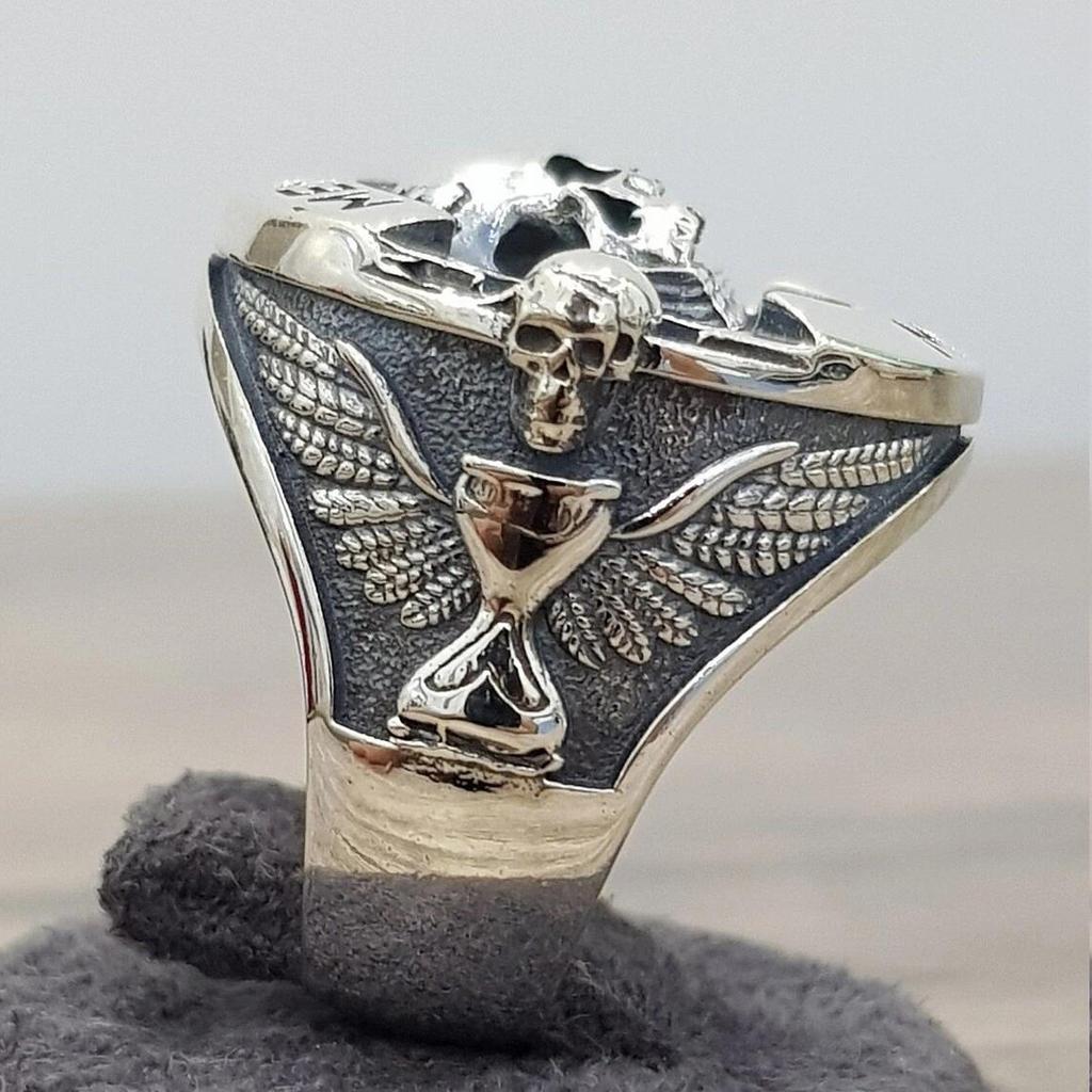 New Goth Vintage Ethic Memento Mori Carpe Diem Letter Skull Rings For Men Fashion Punk Christmas Skeleton Ring For Women Jewelry