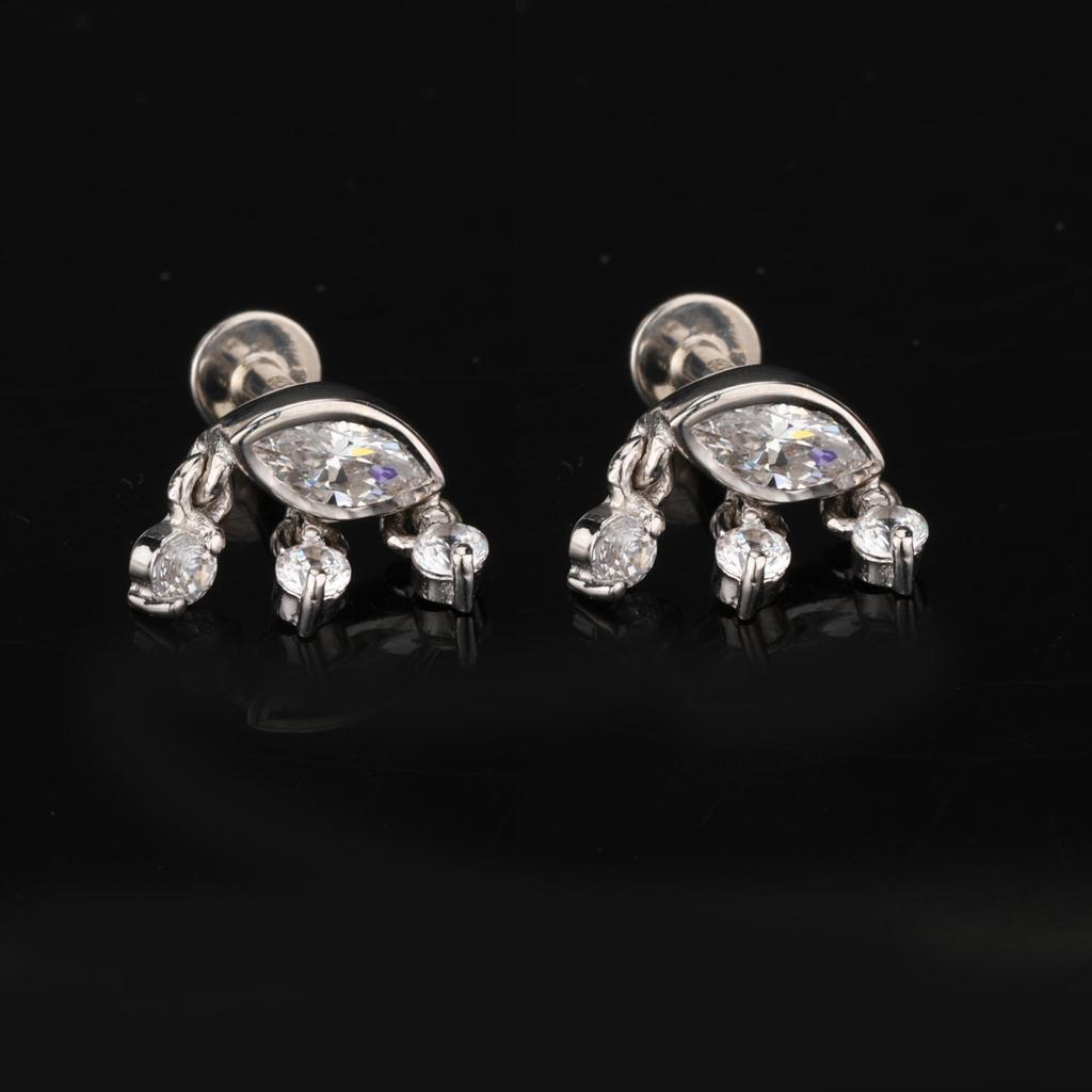 White Cubic Zirconia Earrings 925 Sterling Silver Gold Rhodium Fine Jewelry Gift for Her