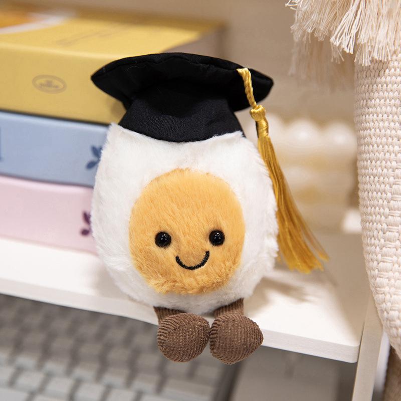 Забавная вареная игрушка на выпускной в виде яйца, милая еда, плюшевые аксессуары, веселый подарок на выпускной