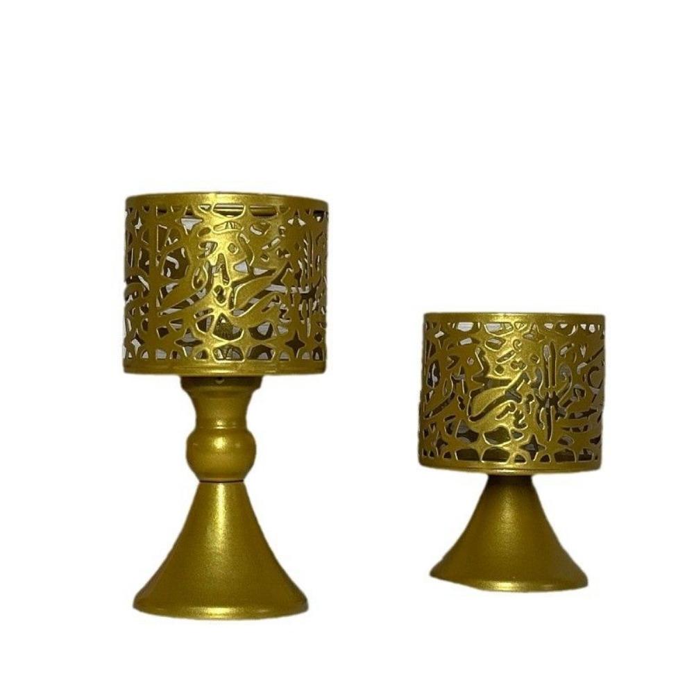 2Pcs/set Pedestal Base Iron Hollow Candle Cup Retro Design Round Candle Stands Atmosphere Decor