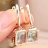 Elegant Female Big Rectangle Blue Zircon Stone Hoop Earrings Trendy Fashion Gold Color Wedding Jewelry For Women