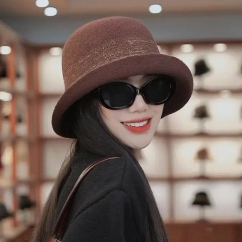 Ретро гофрированная рыбацкая шляпа детская осень и зима британский темперамент котелок показывает маленькое лицо элегантная шерстяная шляпа-котелок тренд