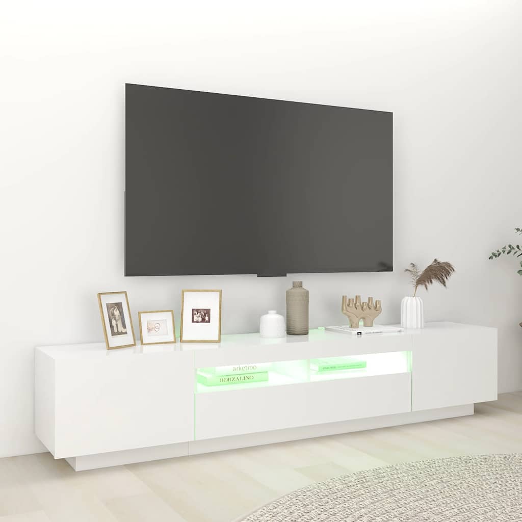 TV Cabinet with LED Lights White 200 x 35 x 40 cm