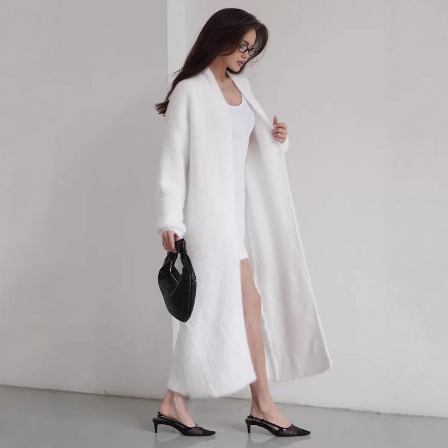 2025 Autumn and Winter New Imitation Mink Fur Women's Sweater Solid Color Versatile Casual Long Cardigan