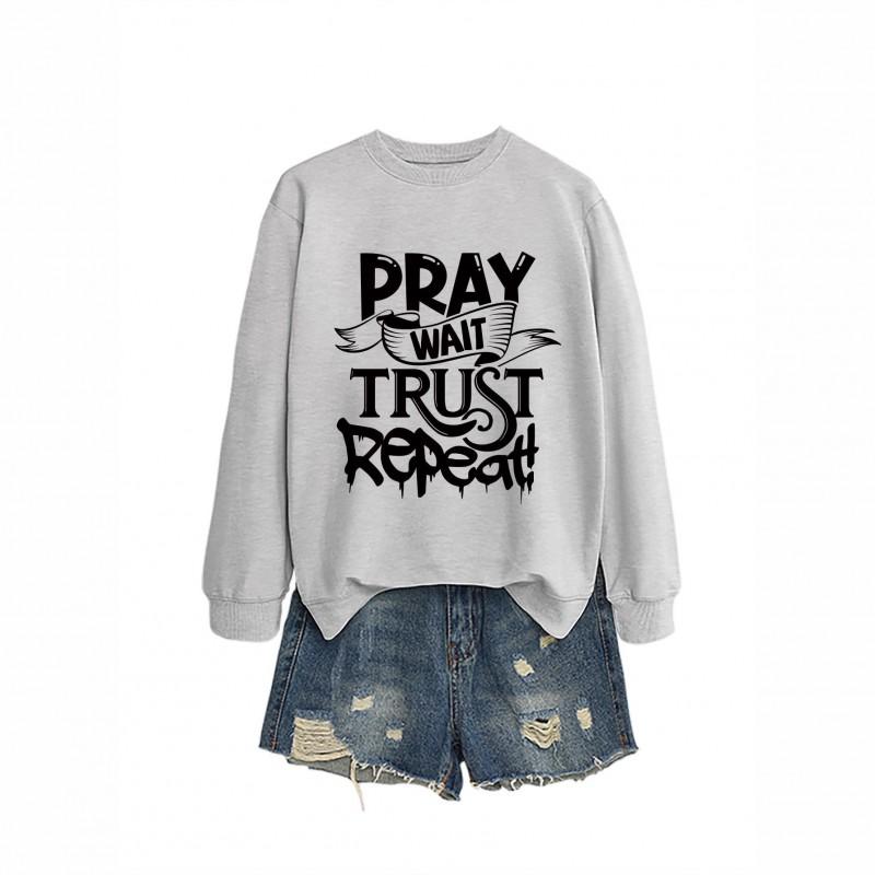 Womens Loose Fit Hooded Sweatshirt Letter Print Casual Top