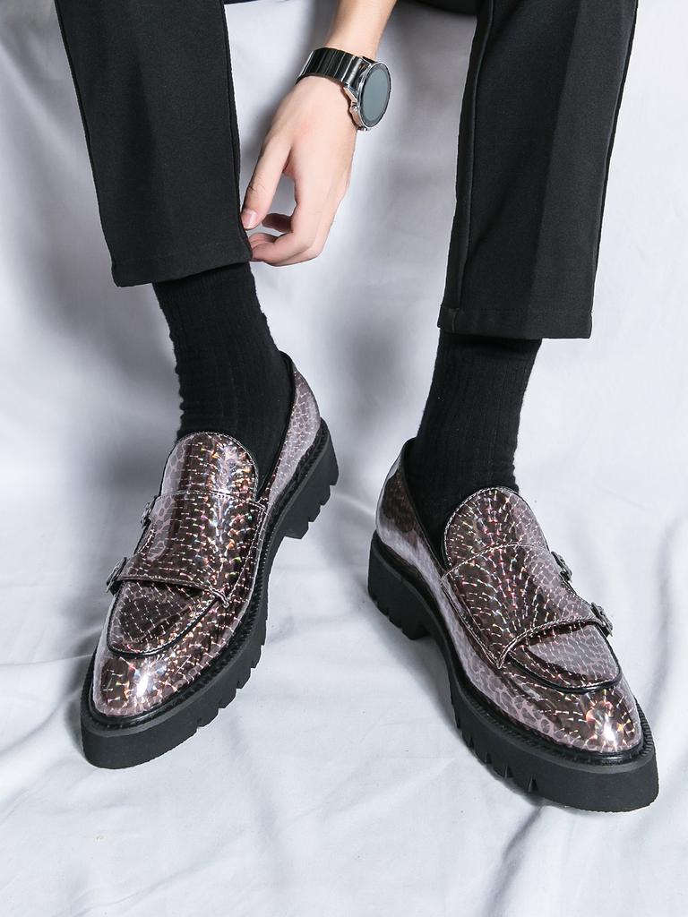 Fashion Casual Men's Loafers Fashion Party Gentleman Style Nightclub Hairstylist Thick Soled Adult Leather Shoes 37-46 Plus Size New