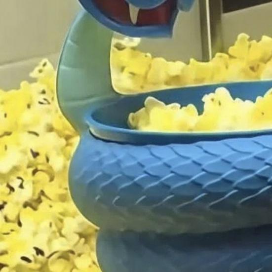 Blue Snake Popcorn Bucket Large Capacity Portable 3D Printed Reusable Popcorn Snack Bowl Container Cartoon