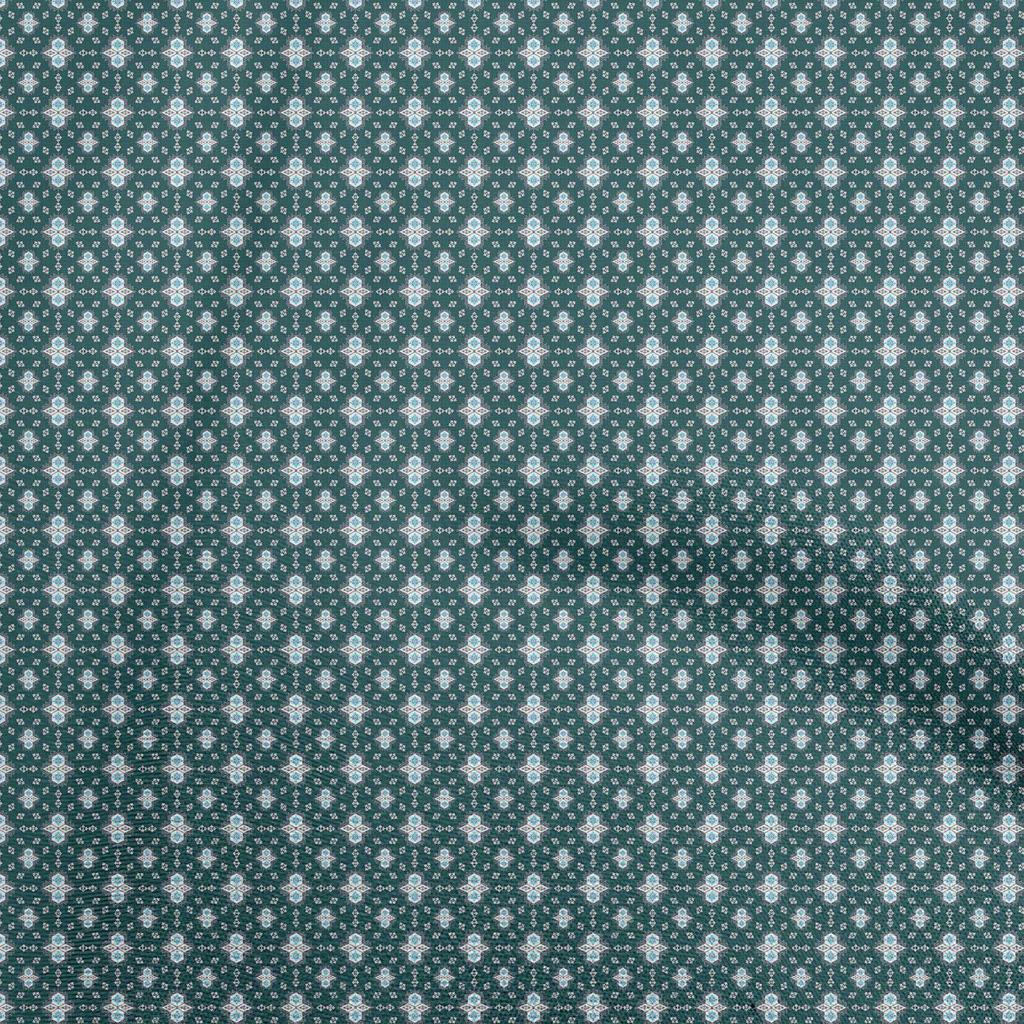 oneOone Cotton Flex Blue Fabric Asian Kilim Sewing Material Print Fabric By The Yard 40 Inch