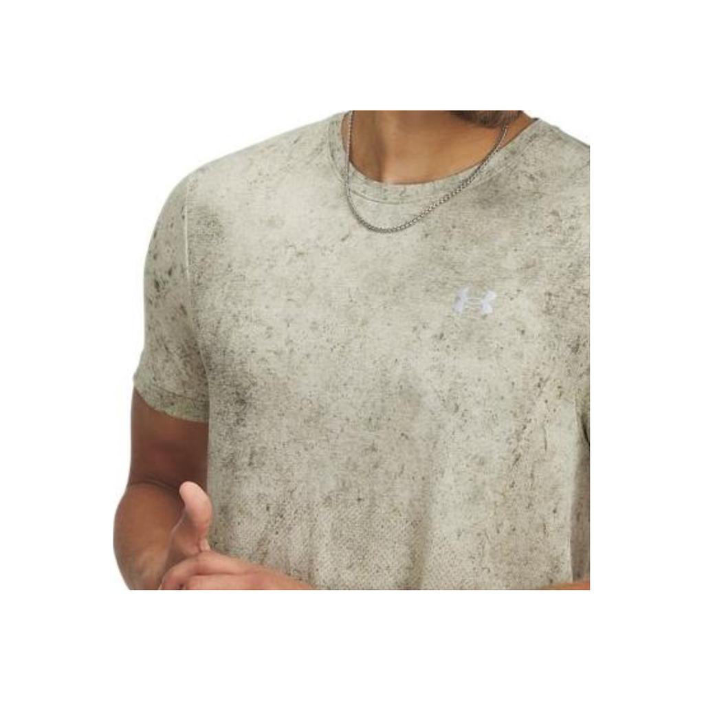 Under Armour Бесшовная футболка с коротким рукавом Seamless Stride SS25 с логотипом серии, градиентная, облегающего кроя, с круглым вырезом, мужская, топы, лаймово-зеленая, 1388043-348