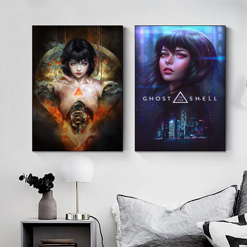 Ghost In The Shell Fight Police Future Sci-Fi Poster and Prints Japan Anime Canvas Printing Wall Art Picture for Room Home Decor