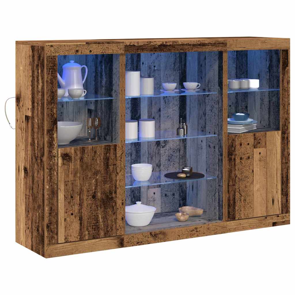 LED Sideboard Reclaimed Wood Look 142.5 x 37 x 100 cm Engineered Wood