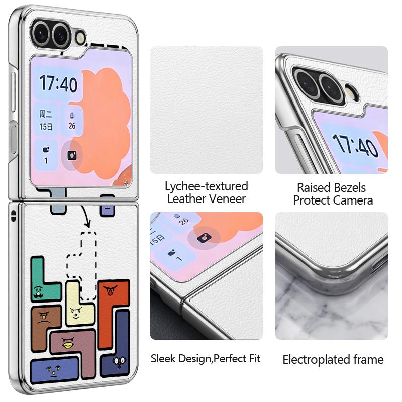 Чехол со принтом «Цветные блоки и точки» для Samsung Galaxy Z FLIP 7 FE 6 5 Z Flip7 Flip6 Flip5, роскошная гибридная складная крышка для телефона из PC+PU кожи с покрытием