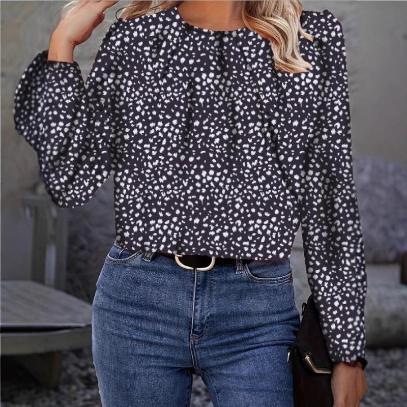 Женская шифоновая рубашка с длинными рукавами и леопардовым принтом, осенние новые свободные ажурные пуловеры