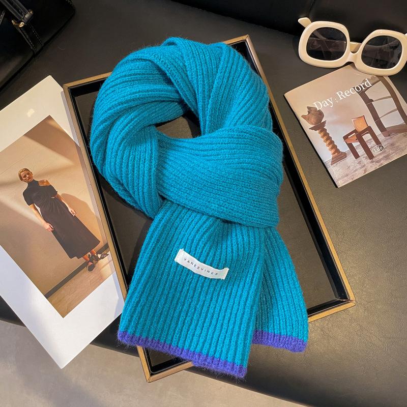 Harbin Tourism Blue Scarf Women's Autumn and Winter Atmosphere Advanced Warm Equipment Northeast Wear Scarf