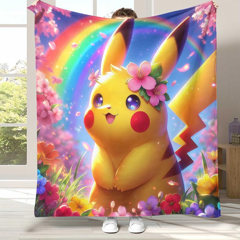 6 Style Pikachu Pokemon Flannel Blanket,Ultra Soft Warm Plush Throw for Home Bedroom Bed Sofa Cover Office Camping Picnic gift