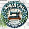 Women Cave Wooden Sign - Sewing Round Ornament for Sewing Room, Front Door, Wall Hanging Decor - Ideal Sewing Home Hanging Ornament