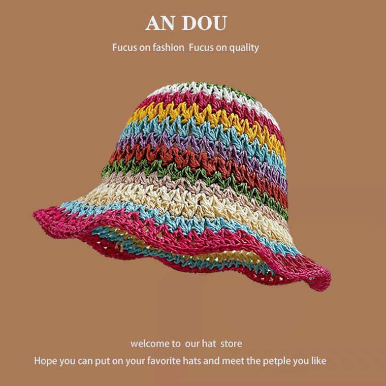 Весенне-летняя милая соломенная шляпа с диким плетением, женская солнцезащитная шляпа для моря, солнцезащитный крем для рыбалки, шляпа с большими полями, показывающая лицо, маленькая шляпа-горшок, прилив