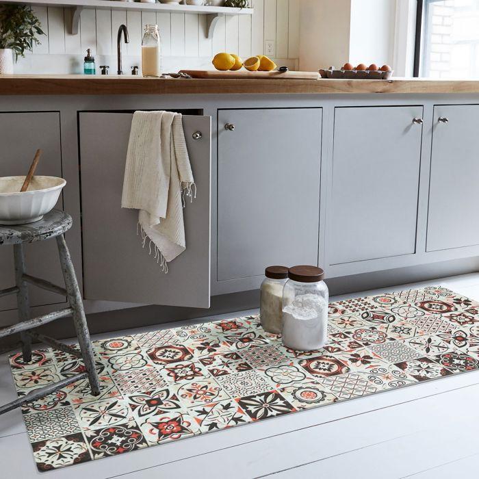 Rug - Chili Pepper - Cement Tile Effect - 60x90 Cm - Non-slip - Machine Washable