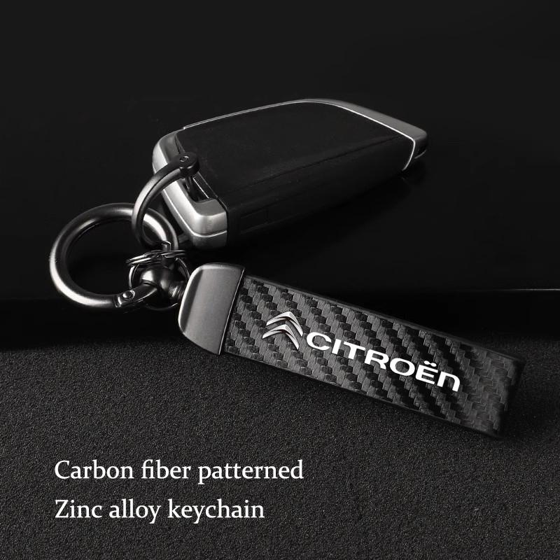 GESW6 Car KeyChain Leather Emblem Key Chain Buckle Key Ring For Citroen e-C3 e-C4 X C5X C3 C4 Cactus Picasso C-Crosser C6 C-Elysee C2