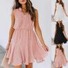 Fashion Women's Summer Casual V-Neck High Waist Sleeveless Short Dresses