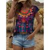 Женские футболки с 3D-цветочным принтом, футболки с V-образным вырезом, женские повседневные футболки с короткими рукавами, повседневная одежда