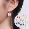 2pairs 6 Style Candy Color Butterfly Earrings Cute Tiny Sweet Colorful Acrylic Earrings Ear Hook Jewelry