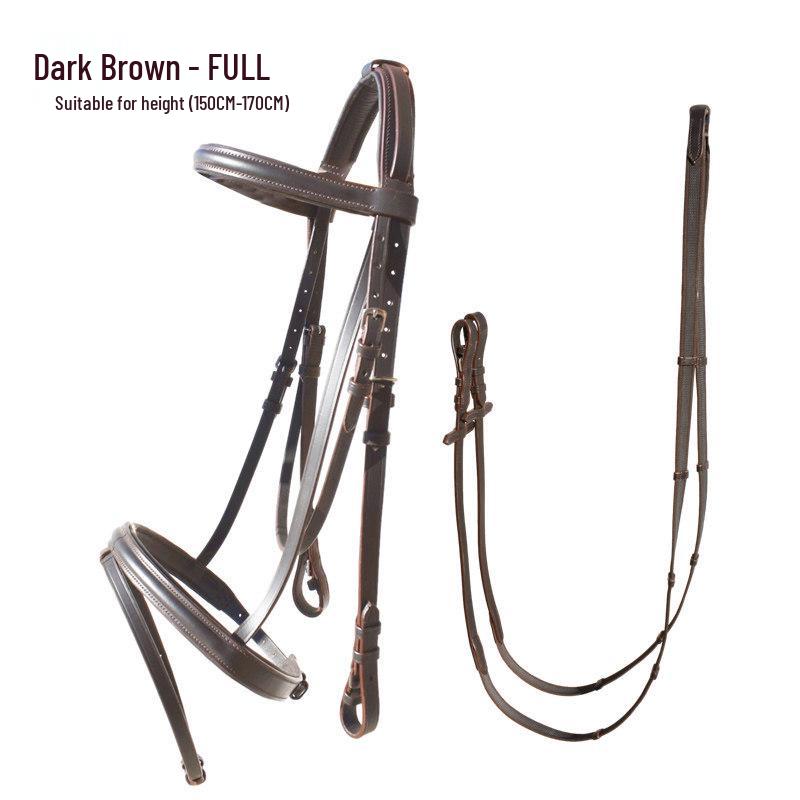 Набор кожаной уздечки для лошади с нескользящими поводьями - Кожаное снаряжение для верховой езды