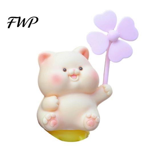 Car Interior Cute Decoration Cartoon Windmill with Soft Doll Rotary Ornament for Dashboard Macaron Color Decor Handlebar & Vent Solar/Manual Spin Fun