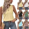 Women's Solid Color Summer Casual V-Neck Buttoned Vest T-Shirt Tops