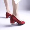 Туфли на высоком каблуке с острым носком, квадратный каблук, женская обувь на весну и осень, женская модная обувь для офиса, туфли без застежек, женская обувь для свадьбы358