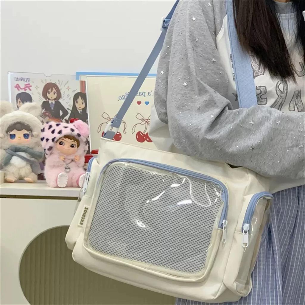 Нейлон Эстетичный Прозрачный Дисплей DIY Значки Студенты Субкультура JK Сумки через плечо Наплечные сумки Повседневные Сладкие Девочки Ульцзан Ita сумка